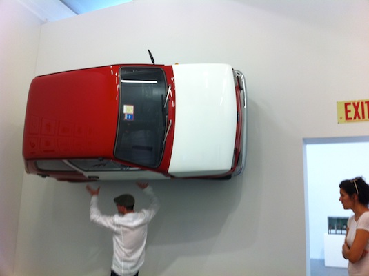 simon-starling-conceptual-art-artists-english-british-ostalgia-fiat-wall-mounted-new-museum-flag-poland-2011-2